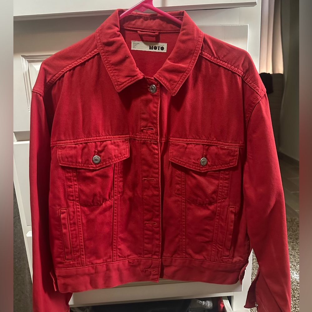 Topshop Vibrant Red Jean Jacket